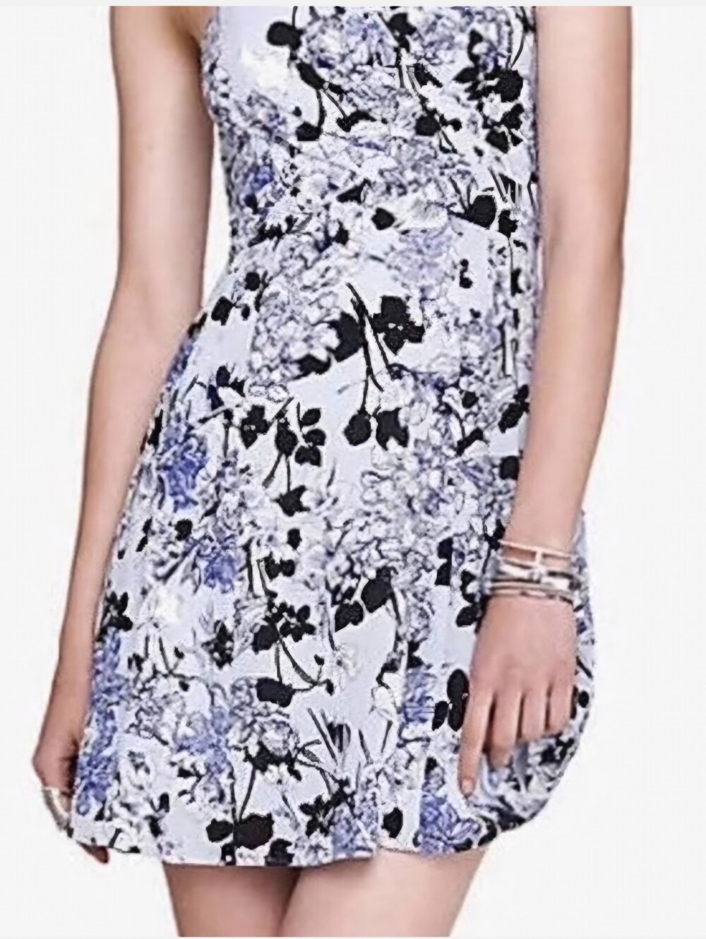 Express blue Floral Strapless dress mini top summerFlower sz 6 Small Medium Y2K - Picture 2 of 13